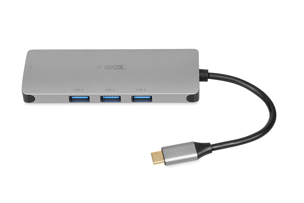 iBox IUH3RJ4K Dockingstation USB-C 100W Power Delivery Silber