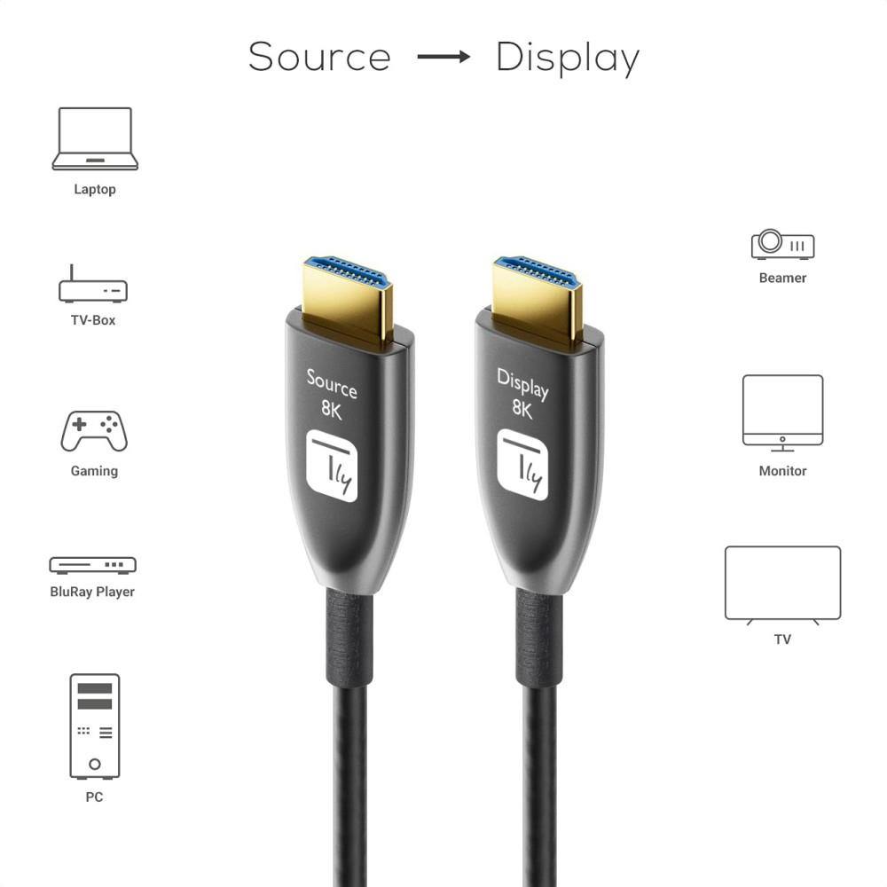 Techly HDMI-Kabel 2.1 AOC 15 m 8K 60Hz 48 Gbit/s Schwarz