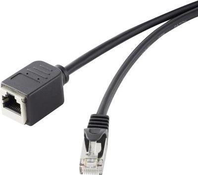 Renkforce RJ45 Netzwerk Verlängerungskabel CAT 5e F/UTP 0.50 m Schwarz mit Rastnasenschutz, vergoldete Steckkontakte Renkforce (1464708)