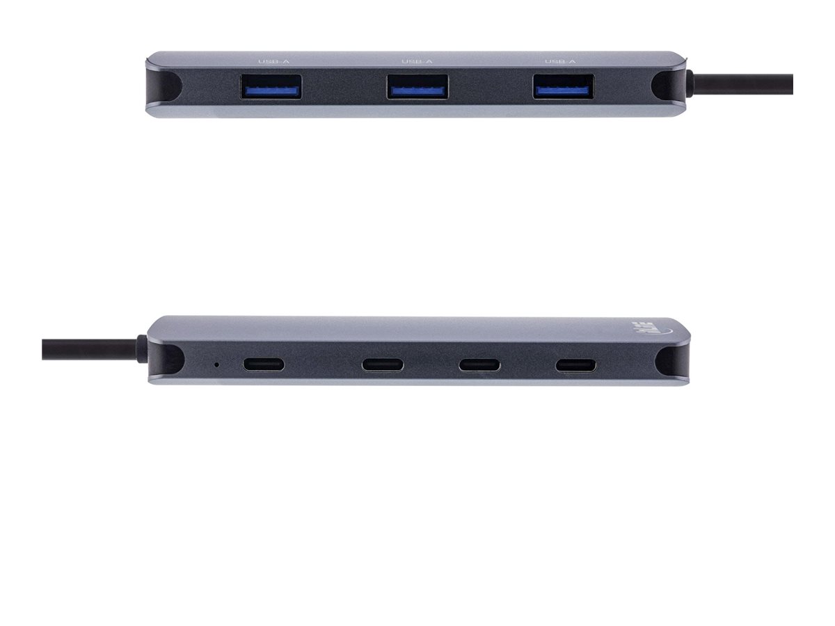 InLine USB 3.2 Gen.2 Hub 4x USB-C 3x USB-A PD 100W Aluminium Grau