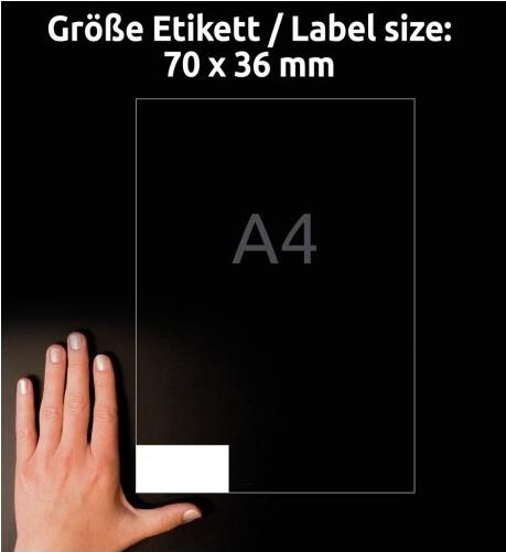 Avery Zweckform Universal-Etikett LR3475-10 70 x 36 mm A4 Permanent 240 Stück Weiß