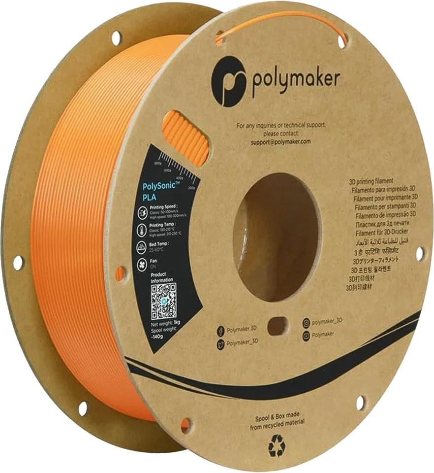 PLA HIGH SPEED 1,75mm ORANGE 1kg POLYMAKER POLYSONIC 3D FILAMENT (PA12007)