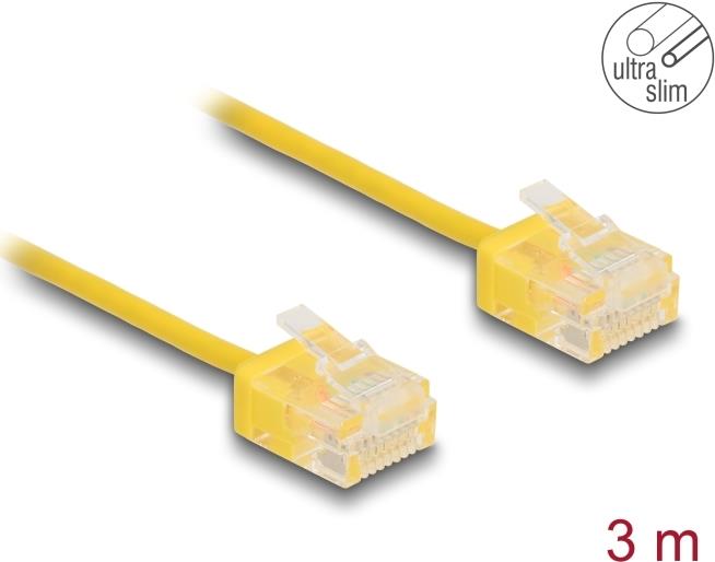 Delock RJ45 Netzwerkkabel Cat.6 UTP Ultra Slim 3 m gelb mit kurzen Steckern (80913)