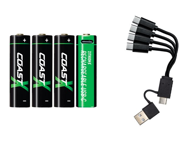 Coast ZITHION-X Mignon AA Akku 1×4 2400 mAh 1,5 V USB-C Schwarz, Grün