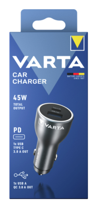 Varta Auto-Netzteil 45 Watt USB-C & USB-A Schwarz