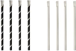 PAPSTAR Papier-Trinkhalm mit Löffel "pure", 200 mm, schwarz aus Papier, Länge: 200 mm, Durchmesser: 8 mm, nachhaltig - 1 Stück (87991)