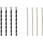 PAPSTAR Papier-Trinkhalm mit Löffel "pure", 200 mm, schwarz aus Papier, Länge: 200 mm, Durchmesser: 8 mm, nachhaltig - 1 Stück (87991)