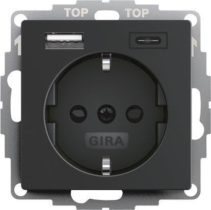 Gira Steckdose+USB Schwarz 2459005 (2459005)