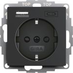 Gira Steckdose+USB Schwarz 2459005 (2459005)