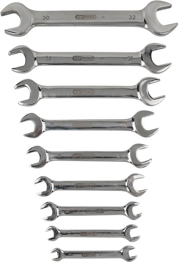 KS TOOLS Werkzeuge-Maschinen GmbH EDELSTAHL Doppel-Maulschlüssel-Satz, 9-tlg, abgewinkelt (964.2240)