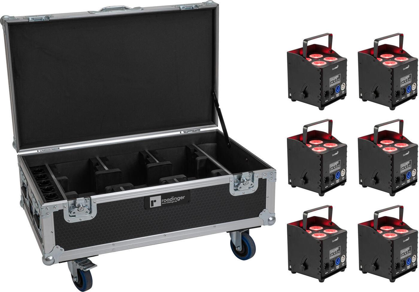 EUROLITE Set 6x AKKU UP-4 QCL Spot QuickDMX MK2 + Flightcase mit Rollen und Ladefunktion (20001039)