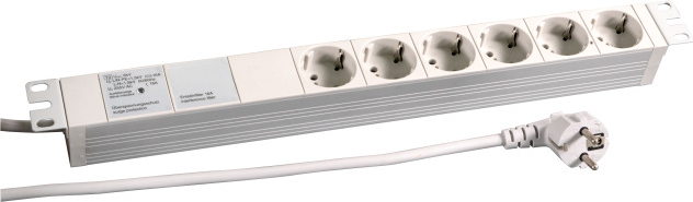 Heinrich Kopp 48,30cm (19") 1HE Steckdosenleiste 6 x CEE 7/3 mit Gerätevollschutz, RAL7035 Hersteller: KOPP (691689K)