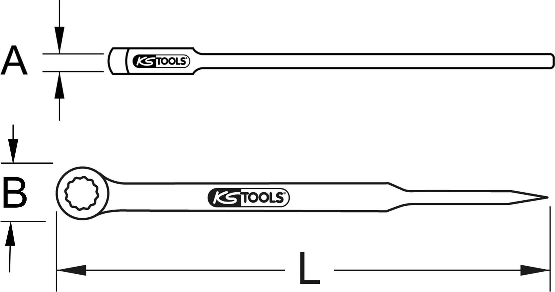 KS TOOLS BRONZEplus Montageringschlüssel mit Dorn, gekröpft 47 mm (963.8192)