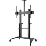 Manhattan TV & Monitor Mount, Trolley Stand, 1 screen, Screen Sizes: 70-120", Black, VESA 200x200 to 1000x600mm, Max 140kg, Height adjustable 1250 to 1600mm, Camera and AV shelves, Aluminium, LFD, Lifetime Warranty (462341)