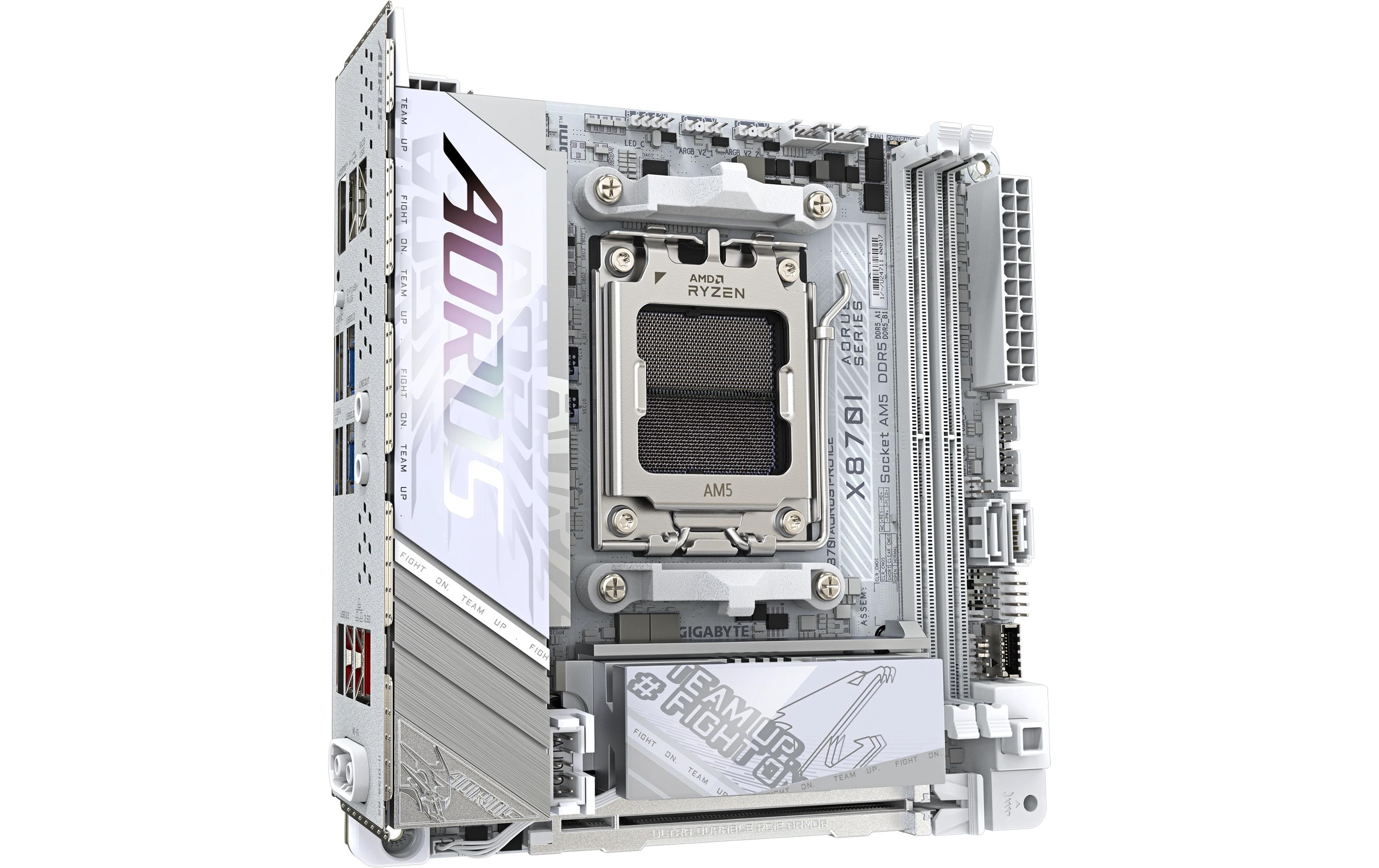 Gigabyte AORUS X870I AORUS PRO ICE Mainboard Mini-ITX Sockel AM5 AMD X870 Weiß