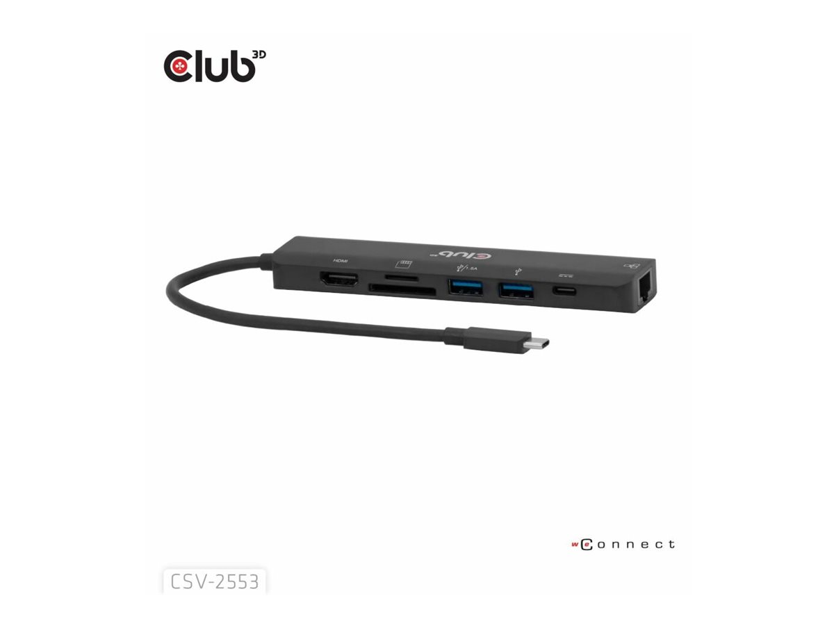 Club 3D CSV-2553 USB-C 7-in-1 Hub HDMI 4K@60Hz 100W Schwarz