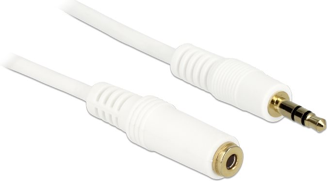 Delock Klinkenverlängerungskabel 3,5 mm 3 Pin Stecker > Buchse 5 m weiß (83771)