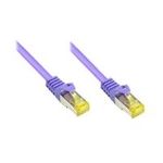 RJ45 Patchkabel mitCat.7 Rohkabel und Rastnasenschutz (RNS®), S/FTP, PiMF, halogenfrei, 600MHz, OFC, violett, 10m, Good Connections® (8070R-100V)