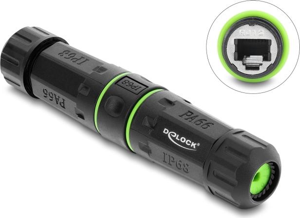 Delock Kabelverbinder RJ12 Buchse zu RJ12 Buchse mit M20 x 1,5 mm Gewinde IP68 staub- und wasserdicht (87174)