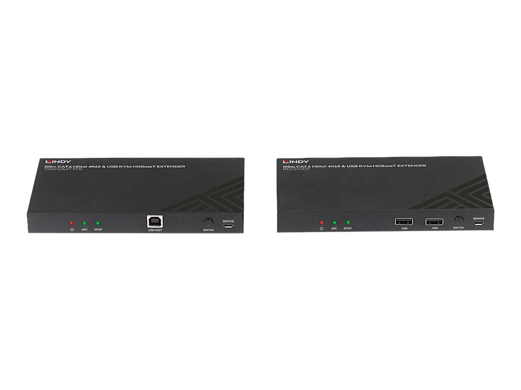 Lindy KVM-Extender 38343 100m HDBaseT HDMI 4K@60Hz Cat.6 IR & RS-232 Schwarz