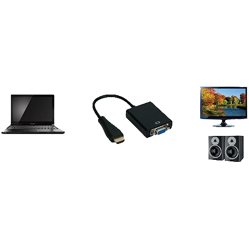InLine HDMI zu VGA Konverter Dongle mit Audio, 1080p, Schwarz