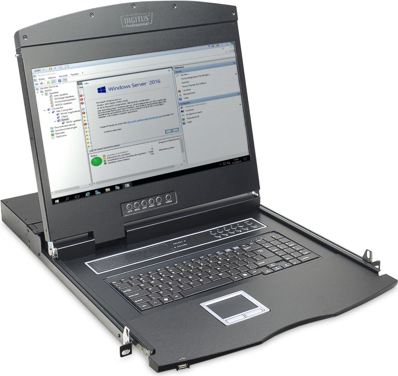 Digitus Professional DS-72211-4GE KVM-Konsole 19" 8-Port Cat 5 Schwarz