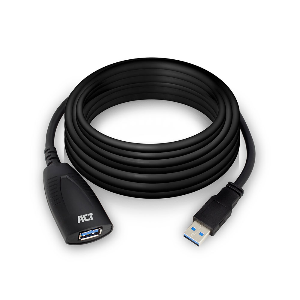 ACT AC6105 USB-Verlängerungskabel USB 3.2 Gen 1 5 m mit Signalverstärker Schwarz