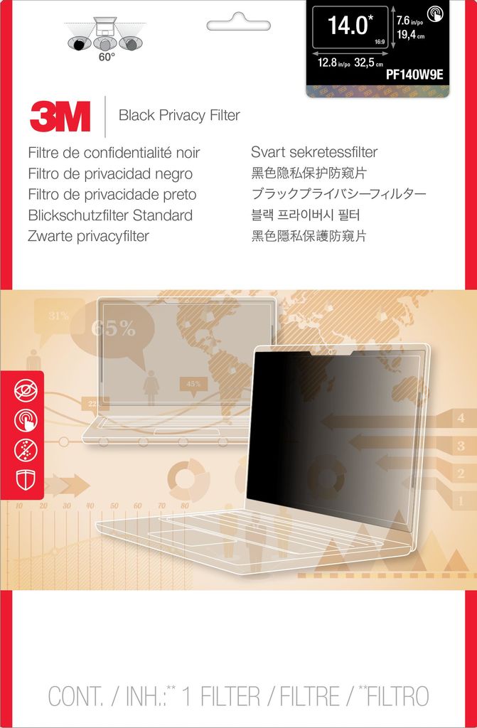3M Blickschutzfilter PF140W9E für 35,60cm (14") Laptops 35,56 cm (7100207875)