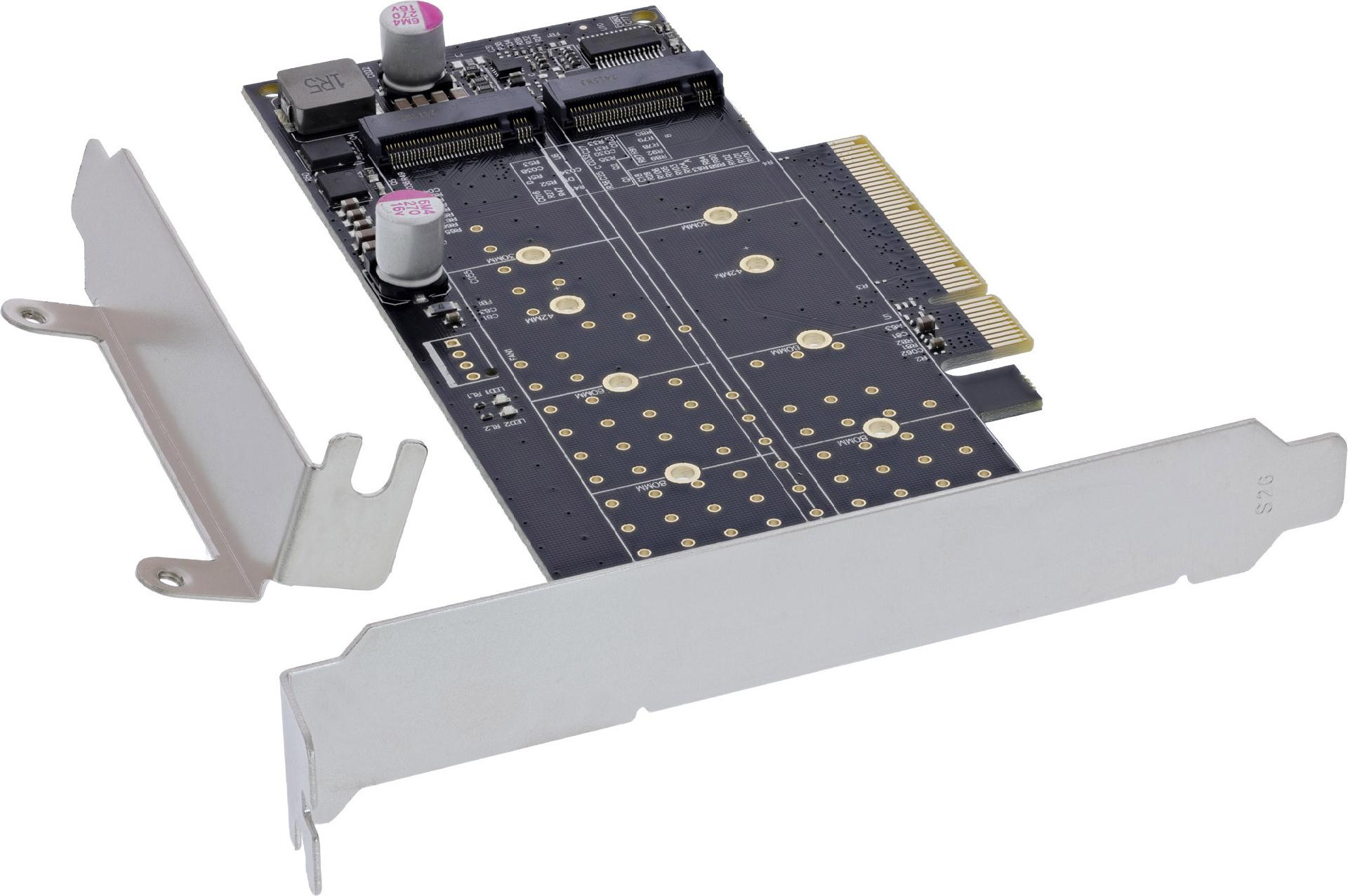 InLine PCIe 3.0 Karte zu 2x intern NVMe M.2 Key M – Bifurcation x8