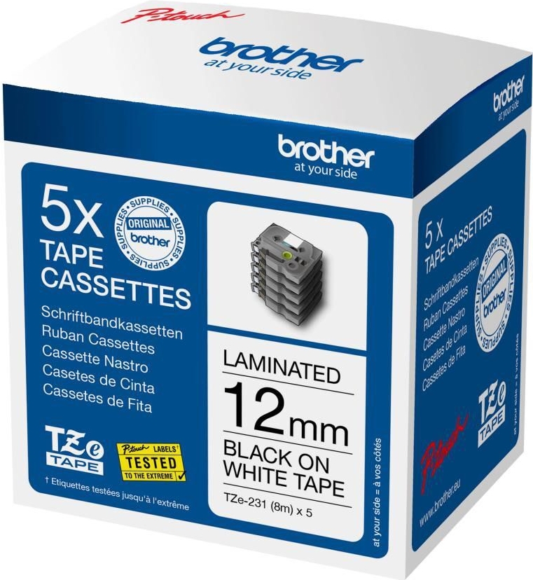 Brother TZe-231 black on white 12 mm All P-touch TZ/TZe-models (TZE-231M5)