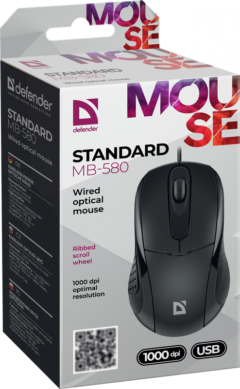 Defender STANDARD MB-580 Maus USB Typ-A Optisch 1000 DPI Schwarz