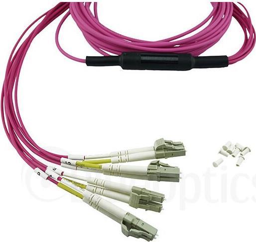 Kompatibles NetApp X66205-7.5 BlueOptics LWL Breakout Patchkabel, MPO/UPC, 4xDuplex LC/UPC, 7.5 Meter, Multimode G50/125µm, OM4, Markenfaser, 3.0mm LSZH magenta, 8 Kerne und MPO Stecker ohne Pins, inkl. Messprotokoll (X66205-7.5-BO)