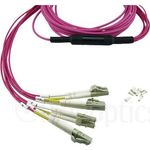 Kompatibles NetApp X66205-7.5 BlueOptics LWL Breakout Patchkabel, MPO/UPC, 4xDuplex LC/UPC, 7.5 Meter, Multimode G50/125µm, OM4, Markenfaser, 3.0mm LSZH magenta, 8 Kerne und MPO Stecker ohne Pins, inkl. Messprotokoll (X66205-7.5-BO)