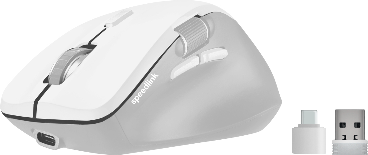 SPEEDLINK LIBERA Rechargeable kabellose Maus, Bluetooth + 2,4 GHz, Silent, 5 Tasten, Weiß
