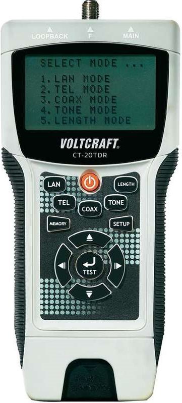 Voltcraft CT-20TDR Kabel-Prüfgerät, Kabeltester Geeignet für geschirmte/ungeschirmte Kabel, CAT3, CA (CT-20TDR)