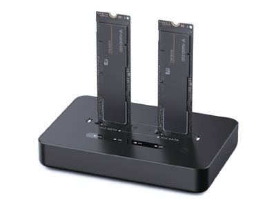 Gembird DD2-U3M2 SSD-Dockingstation, 2 M.2 Schächte (NVMe & SATA), USB-C 3.2 Gen 2x2, Schwarz