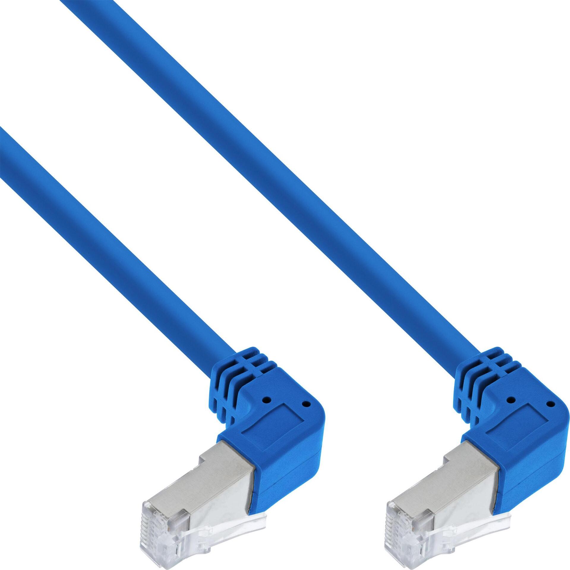 InLine® Patchkabel 2-seitig unten gewinkelt, S/FTP (PiMf), Cat.6, 250MHz, PVC, Kupfer, blau, 3,43m (S-76602BU-3.43)