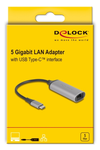 Delock USB Type-C Adapter zu 5 Gigabit LAN Anthrazit