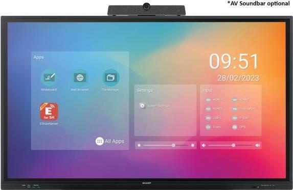 Sharp PN-LC652 Digital Beschilderung Flachbildschirm 165,1 cm (65") LCD WLAN 450 cd/m² 4K Ultra HD Schwarz Touchscreen Eingebauter Prozessor Android 11 16/7 (60005890)