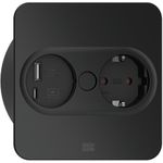 Bachmann TWIST 2 Metallische Abdeckscheibe eckig, weiß matt, ähnlich RAL 9010 30GE seidenmatt, 1xSchutzkontaktsteckdose schwarz mit erhöhtem Berührungsschutz, 1xUSB A/C 22W Charger, Zuleitung 2,0m H05VV-F3G1,5mm² schwarz mit Aderendhülsen und beigelegtemSchutz (946.205)