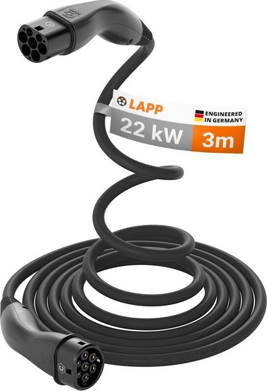 LAPP MOBILITY Selbstaufrollendes Ladekabel Typ 2 bis zu 22 kW 3 m Schwarz