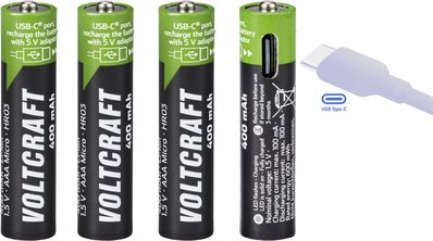 VOLTCRAFT VC-AAA400USB USB-C® Akku Li-Ion 400 mAh 1.5 V 4 St. (VC-14491030)