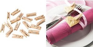 PAPSTAR Mini-Klammern, aus Holz, Länge: 35 mm, natur Breite: ca. 7 mm, zum Basteln und Dekorieren - 1 Stück (86807)