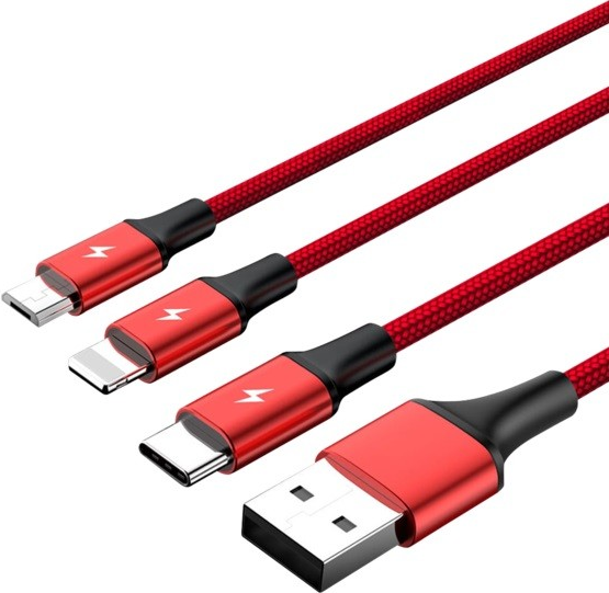 UNITEK C4049RD USB Kabel 1,2 m USB A USB C/Micro-USB B/Lightning Rot (C4049RD)