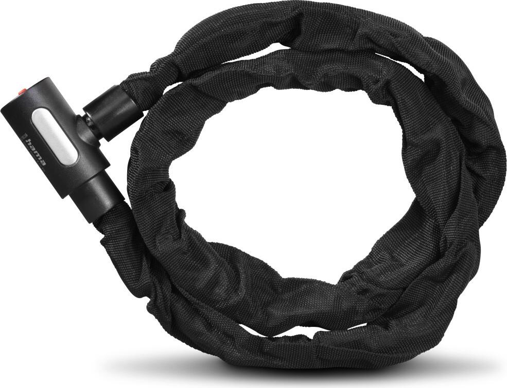 Hama Fahrrad-Kettenschloss mit Leuchtschlüssel, 120 cm, Schwarz (00178138)