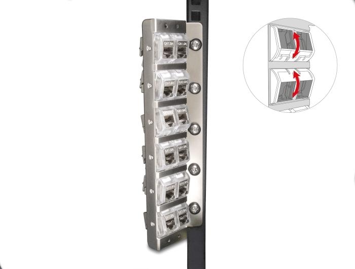 Delock Keystone Halterung 12 Port neigbar für 10" oder 19" Rack und (67040)