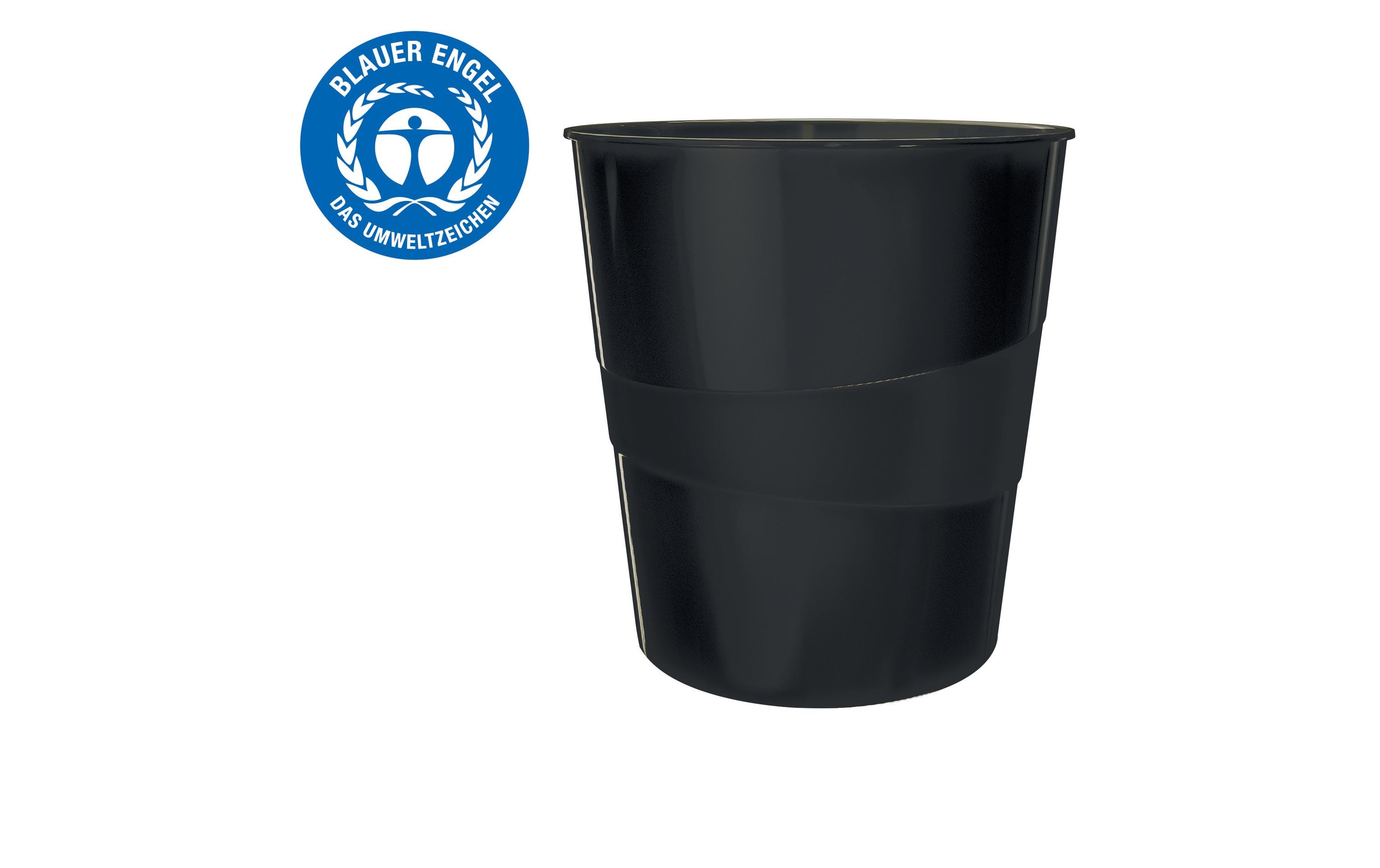 Leitz Recycle Papierkorb Rund 15 L Recycling-Kunststoff Schwarz
