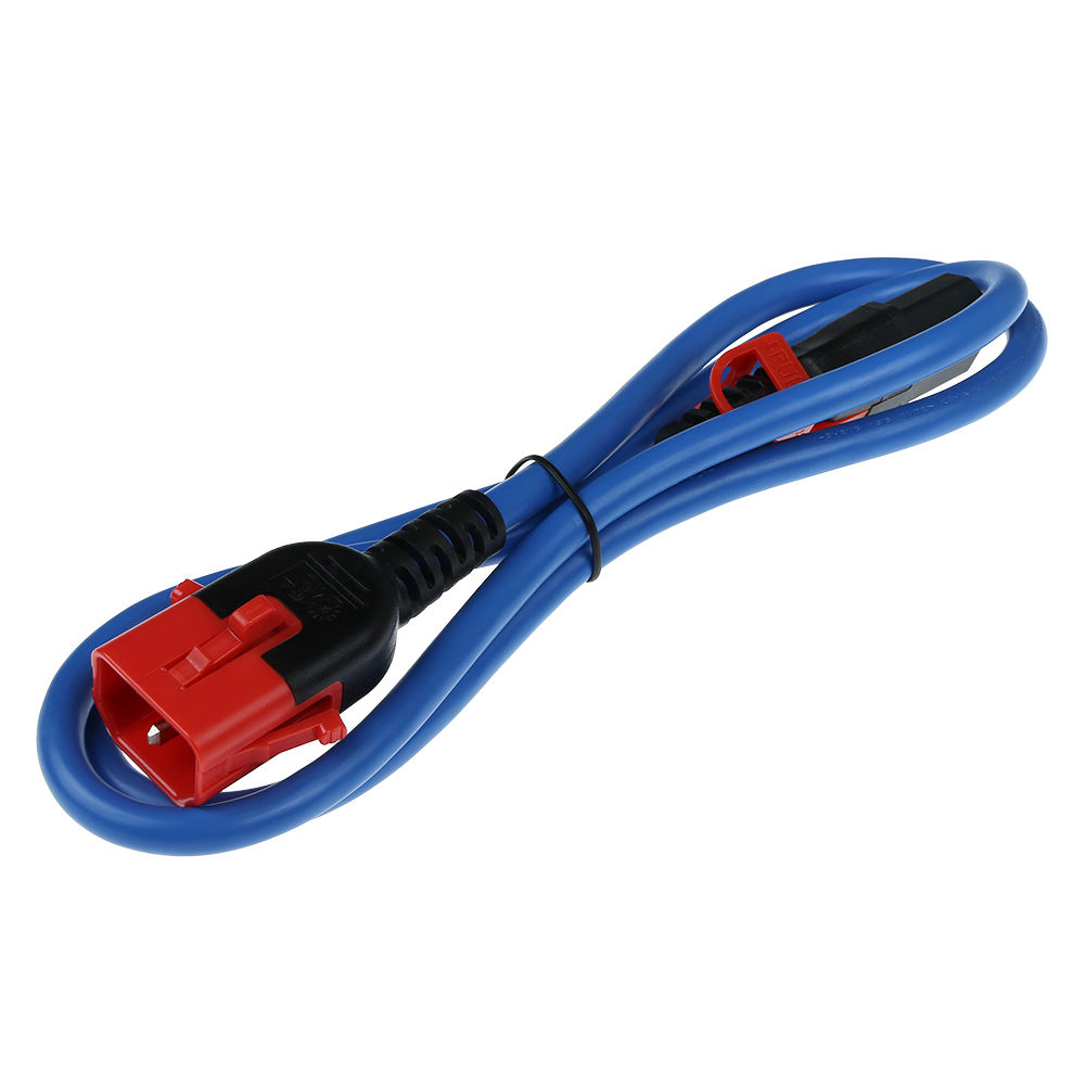 ACT AK5516 Stromkabel C13 - C14 Dual IEC LOCK 0,5 m Blau