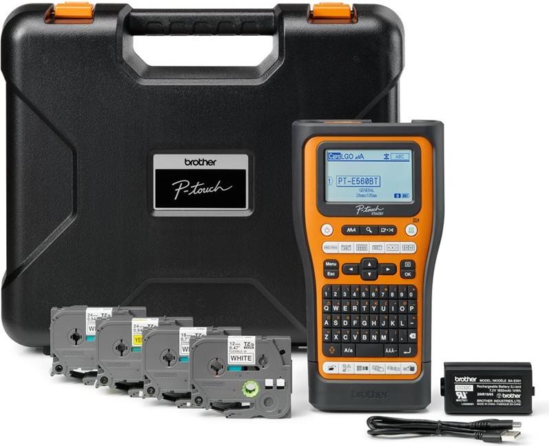 Brother P-Touch PT-E560BTSP Etikettendrucker Thermotransfer 180 dpi 30 mm/s Bluetooth 5.0 USB 3.0 Schwarz, Orange