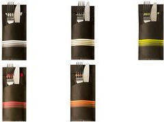PAPSTAR Servietten-Tasche "Stripes", schwarz / creme Tasche aus Papier, inkl